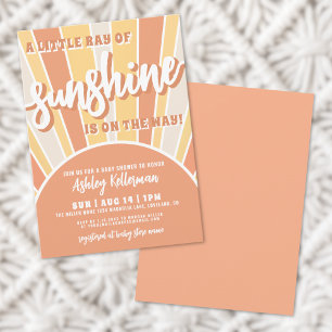 Sunshine Retro Sun Baby Shower Invitation