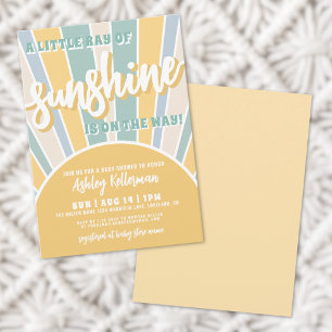 Sunshine Retro Sun Boy Baby Shower Invitation
