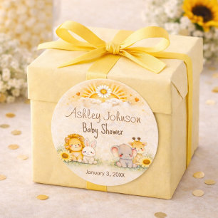 Sunshine Safari Baby Shower Classic Round Sticker