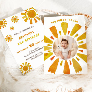 Sunshine second birthday two fun in the sun  invitation