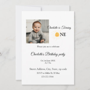 Sunshine simple add photo QR birthday Invitation
