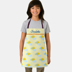 Sunshine Smiles Girl Boy Cute Illustration Pattern Apron