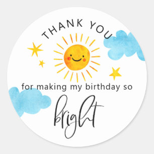 Sunshine So Bright Kids Birthday Party Favour Classic Round Sticker