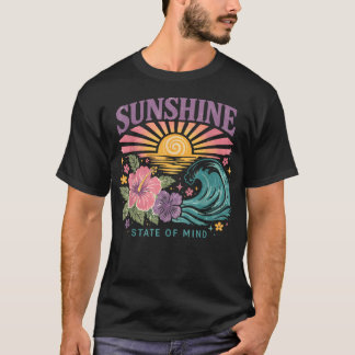 Sunshine State Of Mind Retro Hawaiian Floral T-Shirt