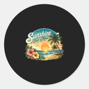 Sunshine state of mind summer vacation design classic round sticker