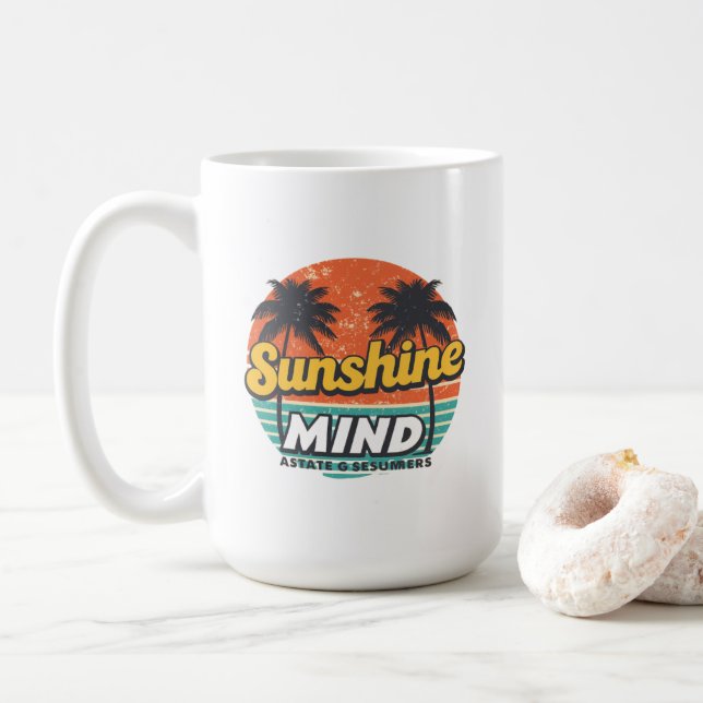 Sunshine State Summer Mug, Retro Beach Coffee Cup (With Donut)