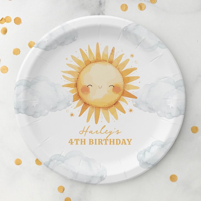Sunshine Summer Kids Birthday Party Paper Plate (Creator Uploaded)