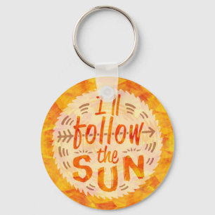 Sunshine Summer Orange Painted Follow Sun Key Ring