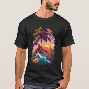 Sunshine Summer Palm Trees Beach He Tropical Summe T-Shirt