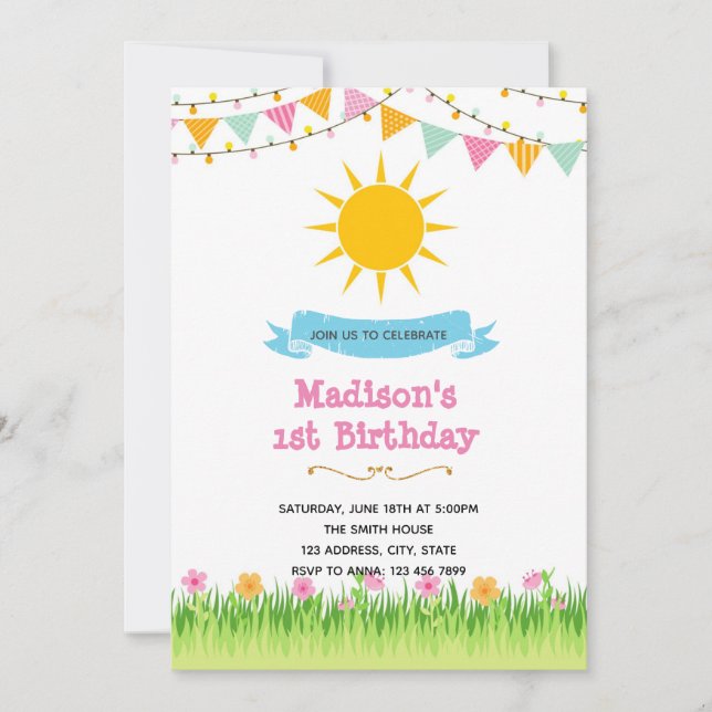 Sunshine summer party Invitation (Front)