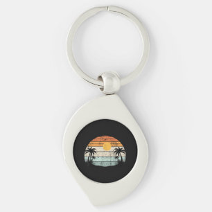 Sunshine Summer Vibes Palm Trees Beach Retro Tropi Key Ring