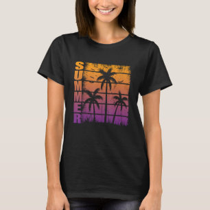 Sunshine Summer Vibes Palm Trees Beach Retro Tropi T-Shirt