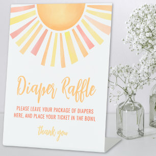 Sunshine Sun Baby Shower Diaper Raffle Pedestal Sign