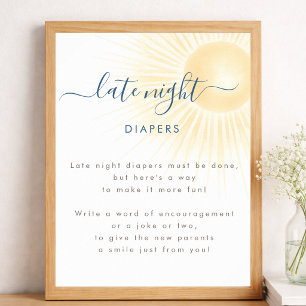 Sunshine Sun Baby Shower Late Night Diapers Sign