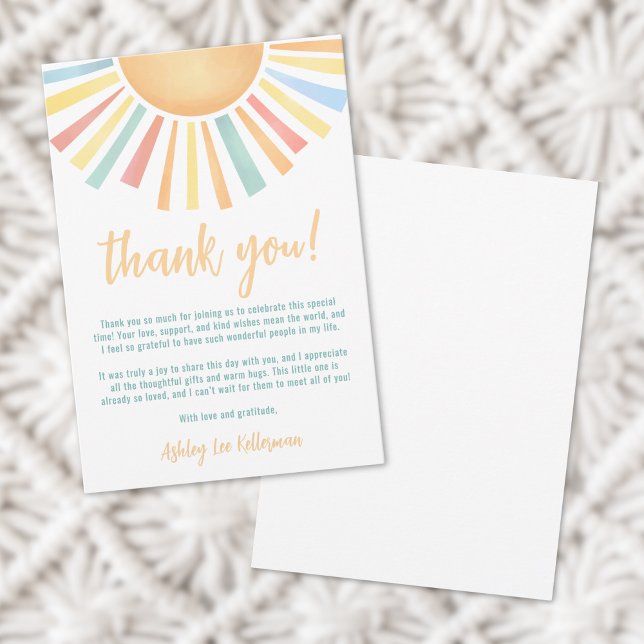 Sunshine Sun Baby Shower Thank You Card (Sunshine Sun Baby Shower Thank You Card)