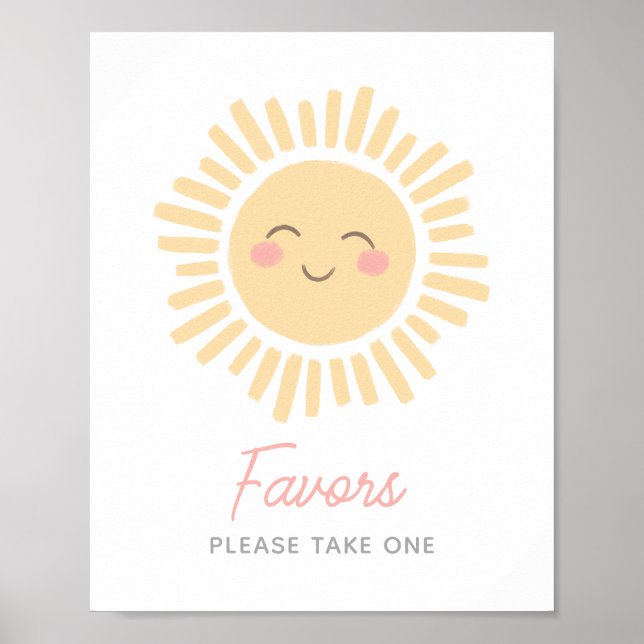 Sunshine Sun Birthday Party Favours Sign (Front)