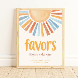 Sunshine sun Favours sign boho terra cotta blue
