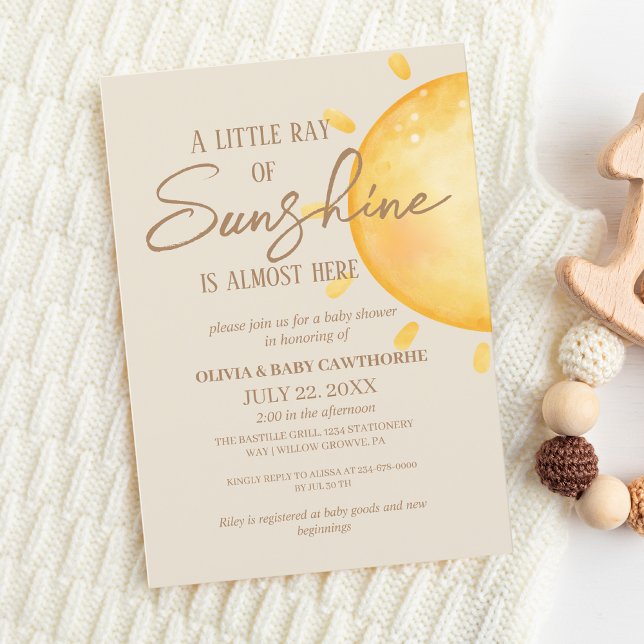 Sunshine sun gender neutral Baby Shower  Invitation (Creator Uploaded)