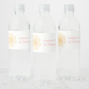 Sunshine Sun Girl Birthday Party Water Bottle Label