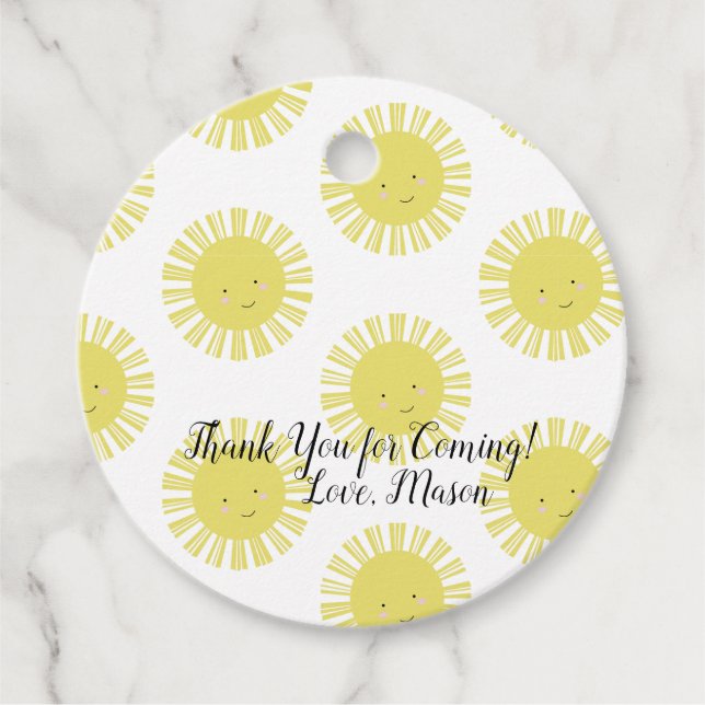 Sunshine Sun Party Birthday Favour Tags (Front)