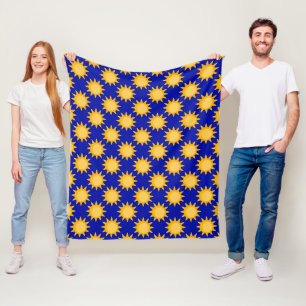 Sunshine Sun Pattern Design On Blue Fleece Blanket