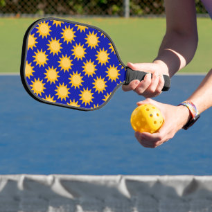 Sunshine Sun Pattern Design On Blue Pickleball Paddle