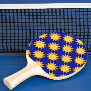 Sunshine Sun Pattern Design On Blue Ping Pong Paddle