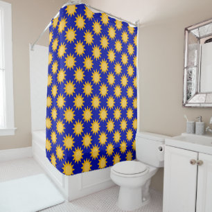 Sunshine Sun Pattern Design On Blue Shower Curtain
