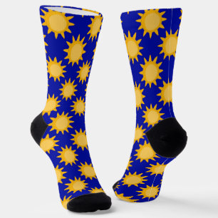 Sunshine Sun Pattern Design On Blue  Socks