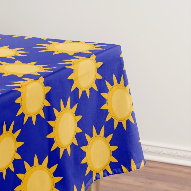 Sunshine Sun Pattern Design On Blue  Tablecloth (In Situ)