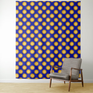 Sunshine Sun Pattern Design On Blue Tapestry