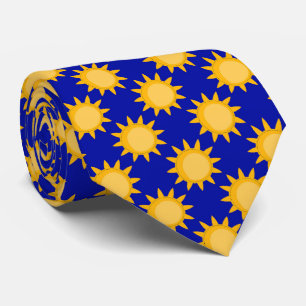 Sunshine Sun Pattern Design On Blue  Tie