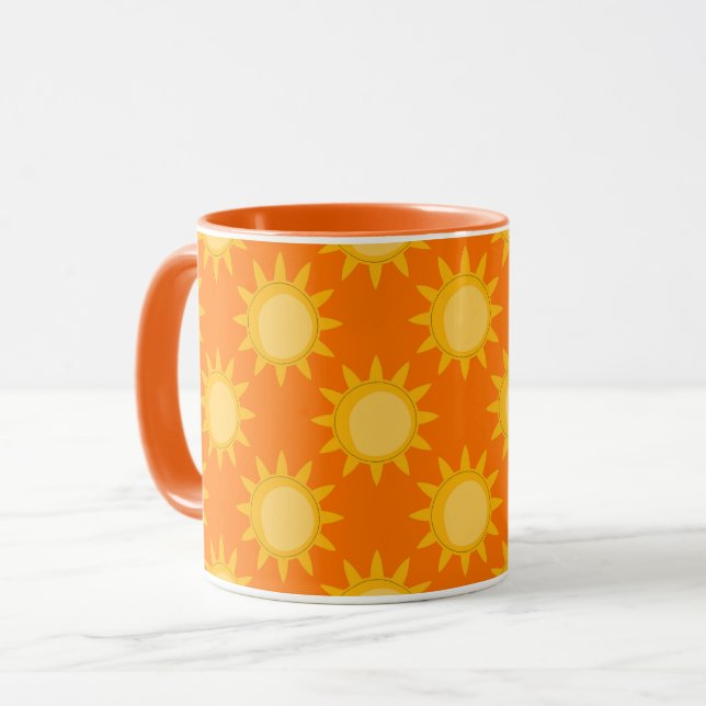 Sunshine Sun Pattern Design On Orange  Mug (Front Left)