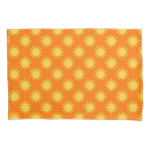 Sunshine Sun Pattern Design On Orange  Pillowcase