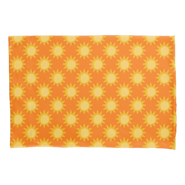Sunshine Sun Pattern Design On Orange  Pillowcase (Front)