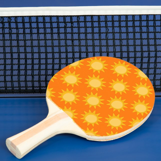 Sunshine Sun Pattern Design On Orange  Ping Pong Paddle (Insitu)