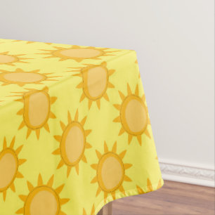Sunshine Sun Pattern Design On Orange Tablecloth