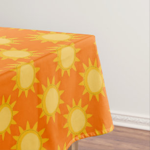 Sunshine Sun Pattern Design On Orange  Tablecloth