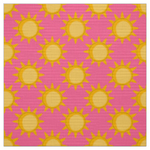 Sunshine Sun Pattern Design On Pink Fabric