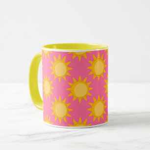 Sunshine Sun Pattern Design On Pink Mug