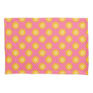 Sunshine Sun Pattern Design On Pink Pillowcase