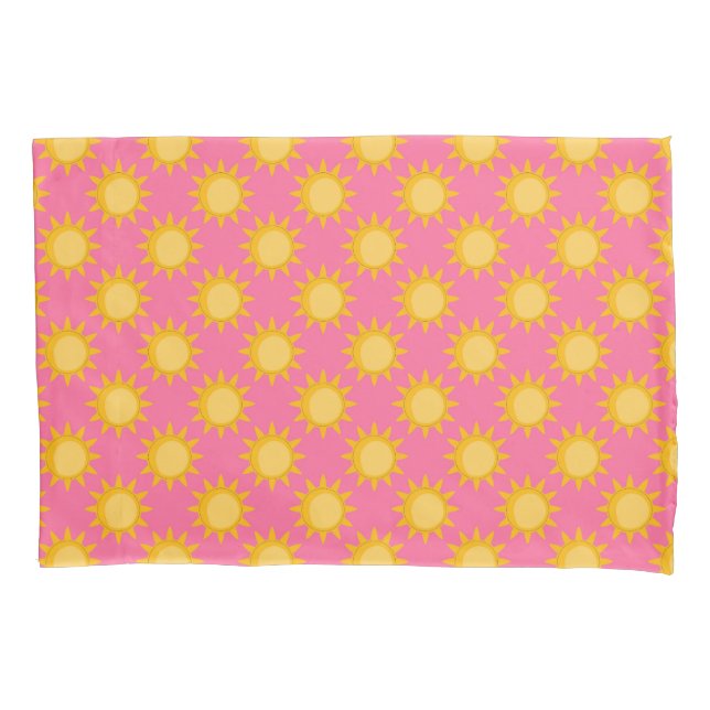 Sunshine Sun Pattern Design On Pink Pillowcase (Front)