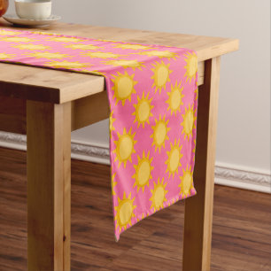 Sunshine Sun Pattern Design On Pink Short Table Runner