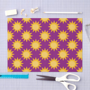Sunshine Sun Pattern Design On Purple  Tissue Paper