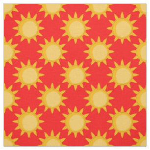 Sunshine Sun Pattern Design On Red Fabric