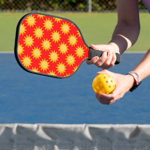 Sunshine Sun Pattern Design On Red Pickleball Paddle