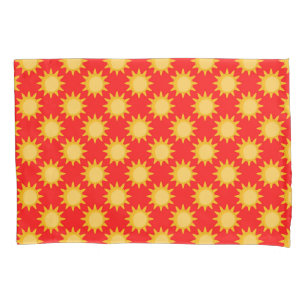 Sunshine Sun Pattern Design On Red Pillowcase
