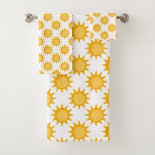 Sunshine Sun Pattern Design On White  Bath Towel Set