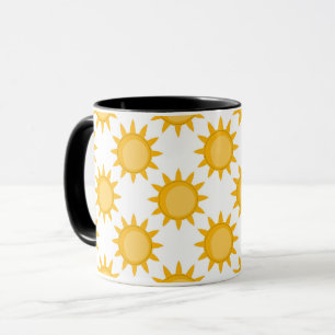Sunshine Sun Pattern Design On White Mug