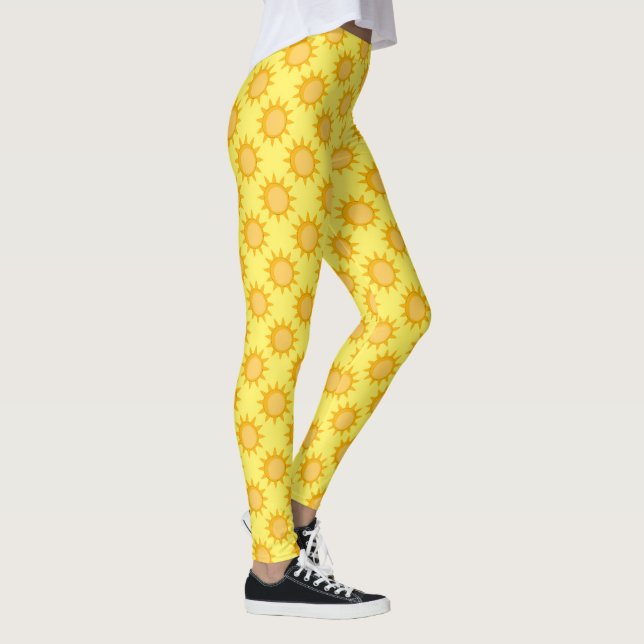 Sunshine Sun Pattern Design On Yellow  Leggings (Right)